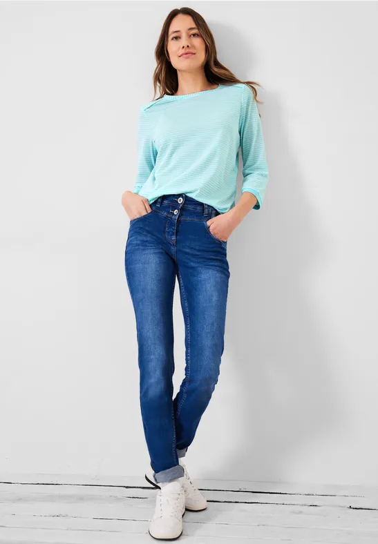Gestreept basic shirt clary mint
