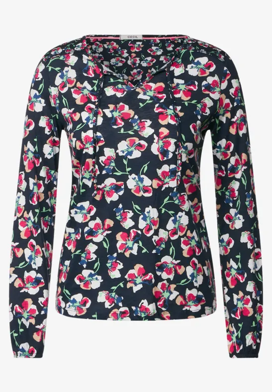 Tunikashirt mit Blumenmuster deep blue