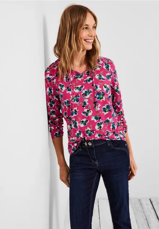 Tunikashirt mit Blumenmuster fresh pink