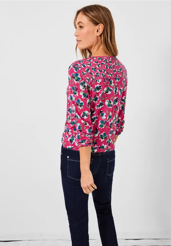 Tunikashirt mit Blumenmuster fresh pink