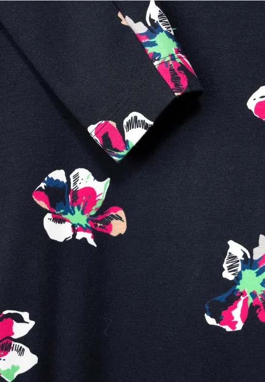 T-shirt à manches longues avec mélange d'imprimés deep blue