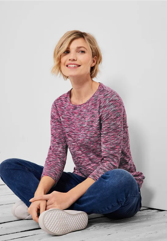 Multicolor gemêleerd shirt multi pink melange