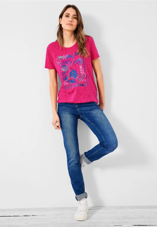 T-shirt in burnout-look burn out pink