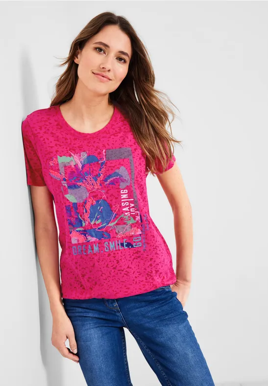 T-shirt in burnout-look burn out pink