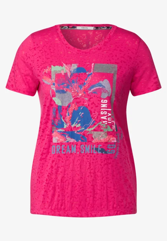 T-shirt in burnout-look burn out pink