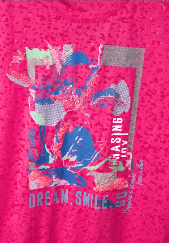 T-shirt in burnout-look burn out pink