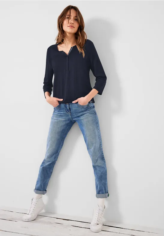 Shirt in effen kleur deep blue