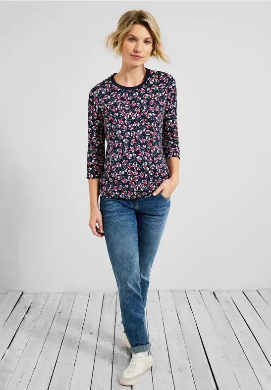 Shirt mit Blumenmuster deep blue