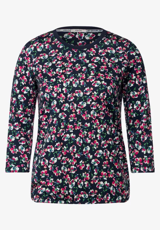 Shirt mit Blumenmuster deep blue