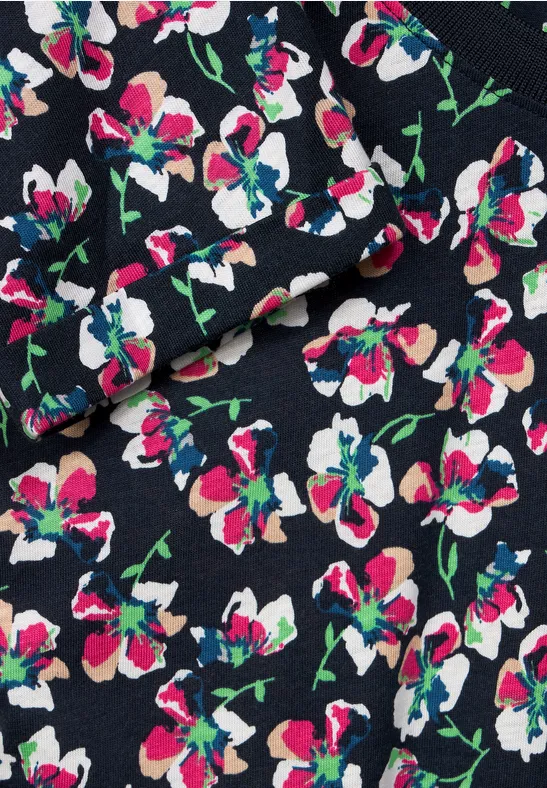 Shirt mit Blumenmuster deep blue
