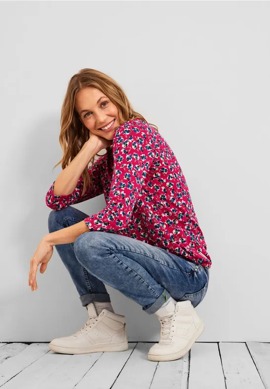 Shirt met bloemenpatroon fresh pink
