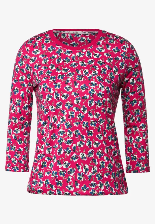 Shirt met bloemenpatroon fresh pink