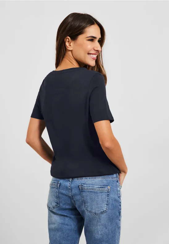 T-shirt met folieprint deep blue
