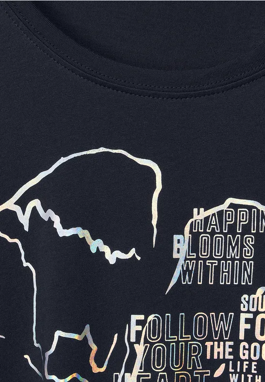 T-shirt met folieprint deep blue