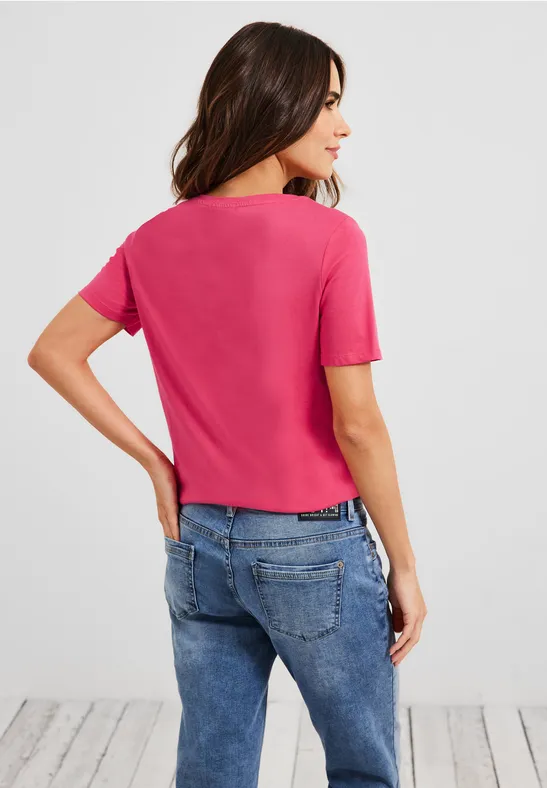 T-shirt met folieprint fresh pink