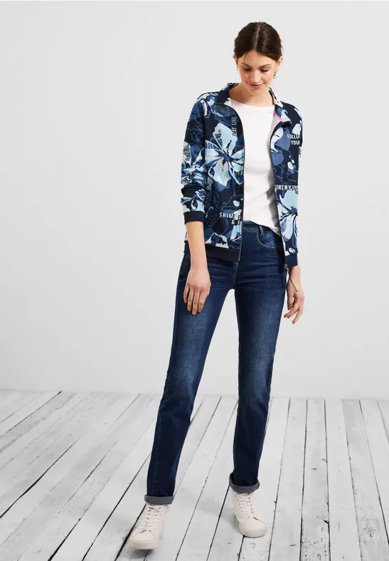 Shirtjas met bloemenprint deep blue