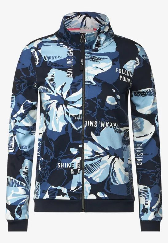 Shirtjas met bloemenprint deep blue
