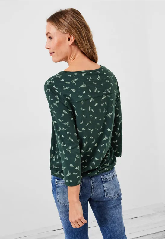 Shirt met print en 3/4-mouwen cypress green