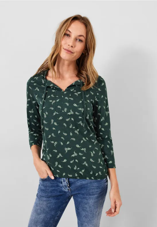 Shirt met print en 3/4-mouwen cypress green