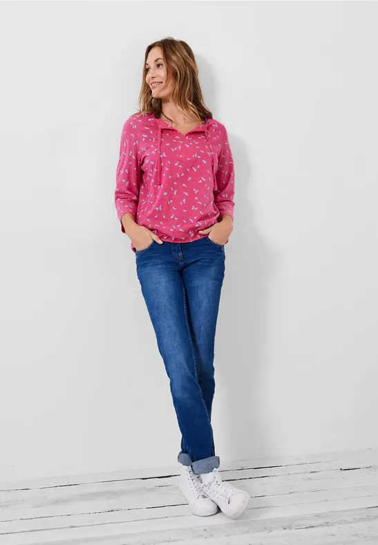 Shirt met print en 3/4-mouwen fresh pink