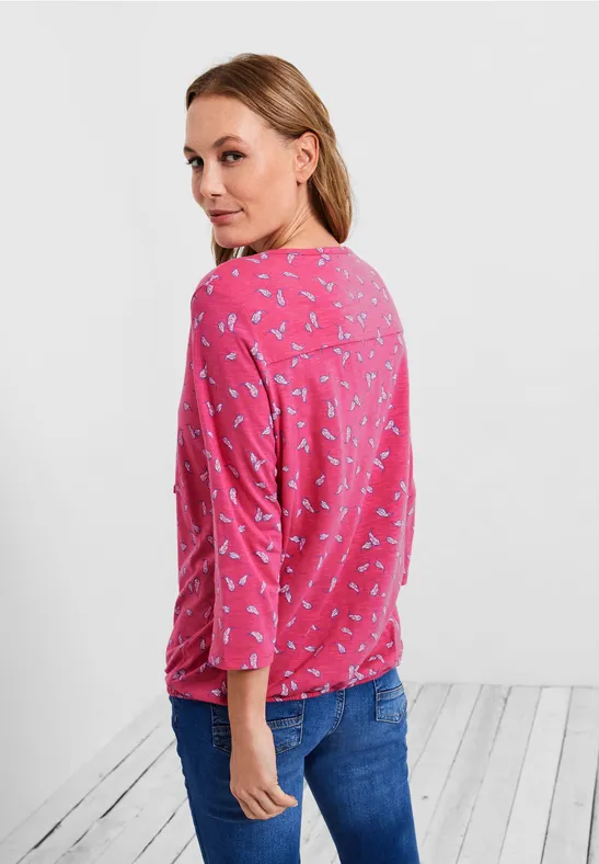 Shirt met print en 3/4-mouwen fresh pink
