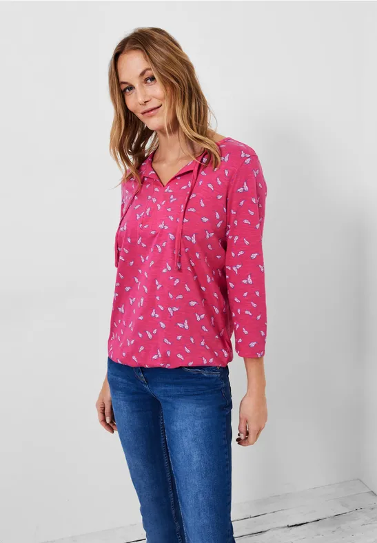 Shirt met print en 3/4-mouwen fresh pink