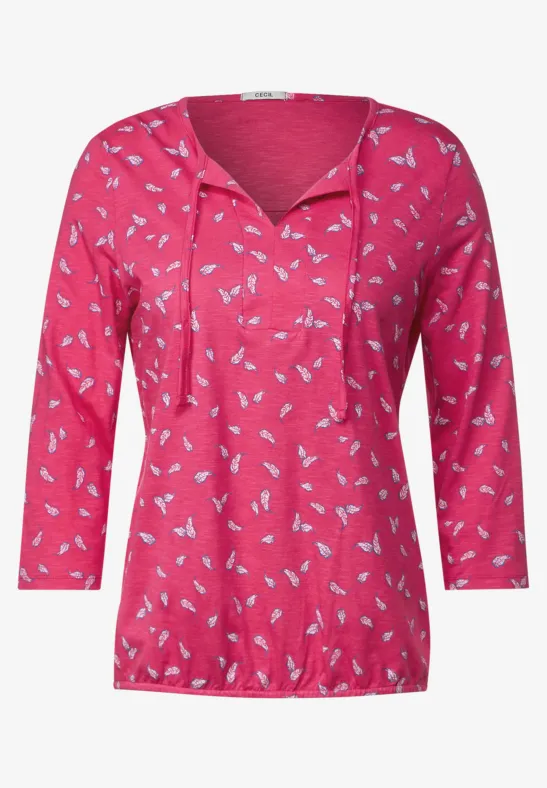 Shirt met print en 3/4-mouwen fresh pink