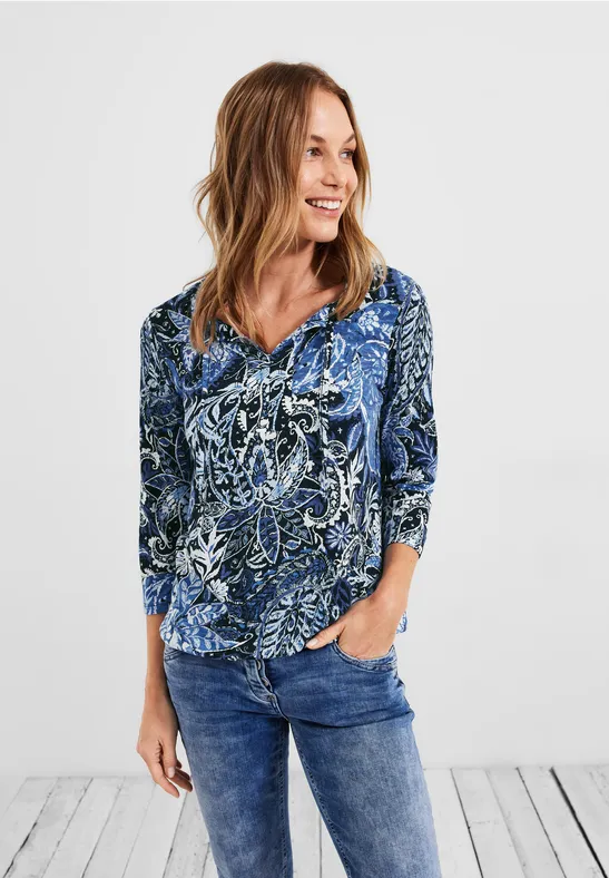 Shirt met paisley-printmix deep blue