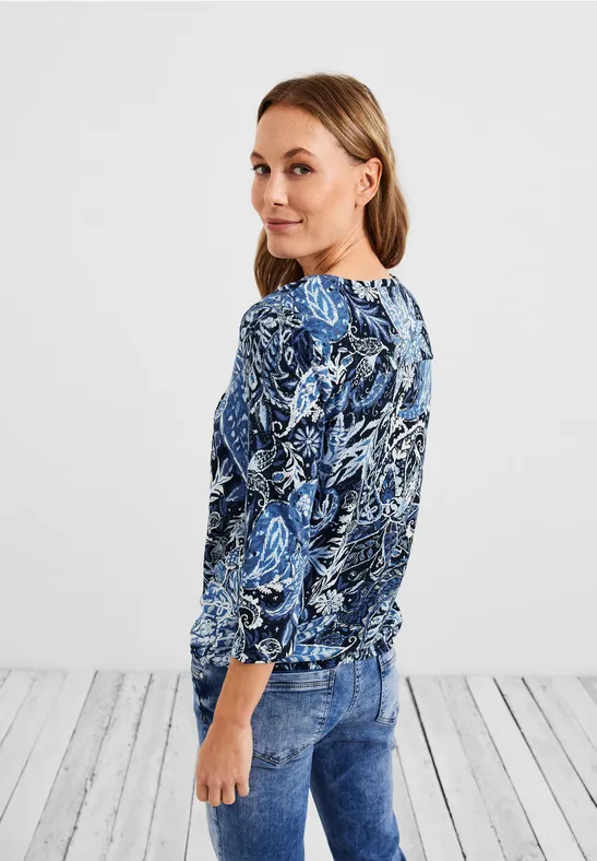 Shirt met paisley-printmix deep blue