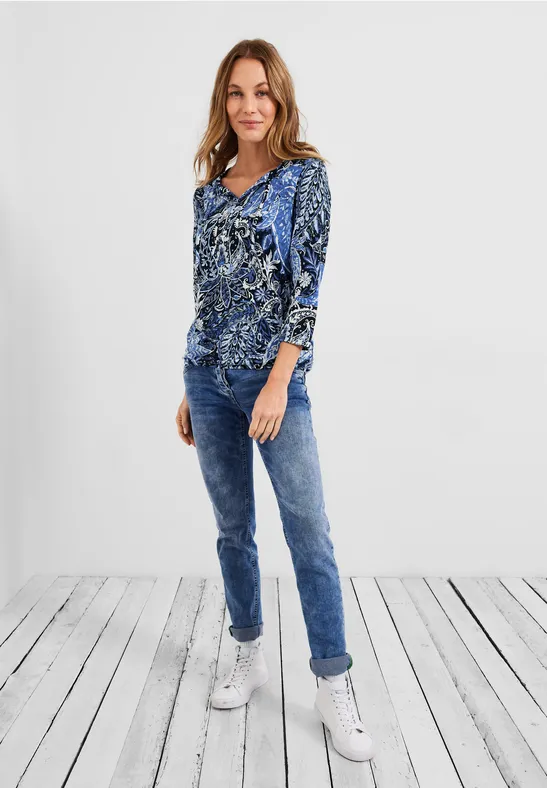 Shirt met paisley-printmix deep blue