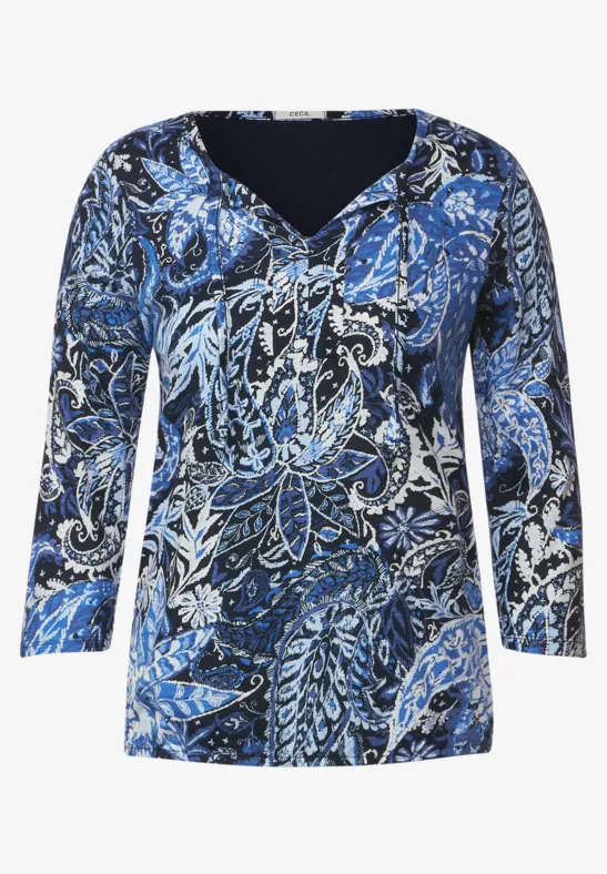 Shirt met paisley-printmix deep blue
