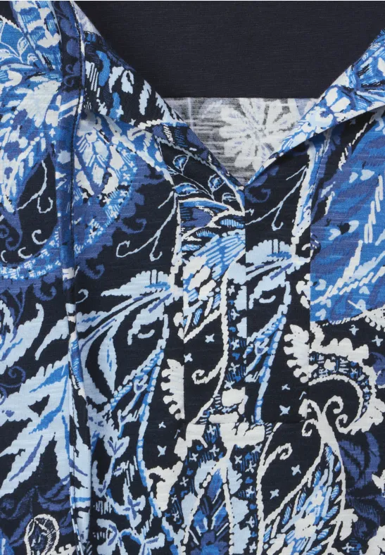 Shirt met paisley-printmix deep blue