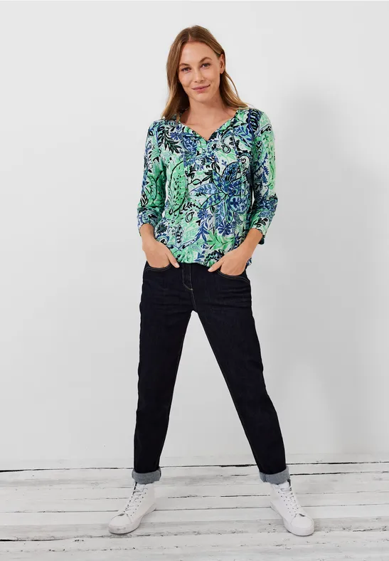 Shirt met paisley-printmix vanilla white