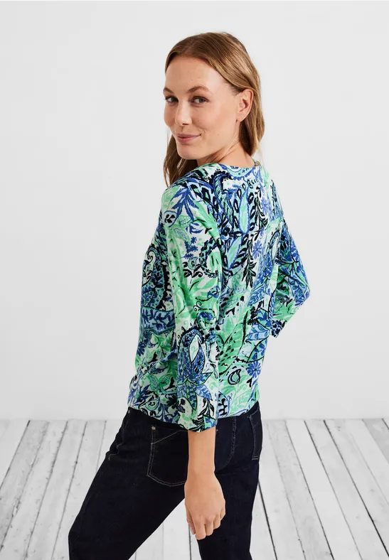 Shirt met paisley-printmix vanilla white