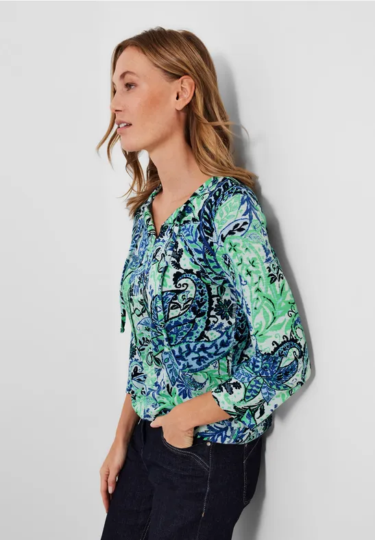 Shirt met paisley-printmix vanilla white