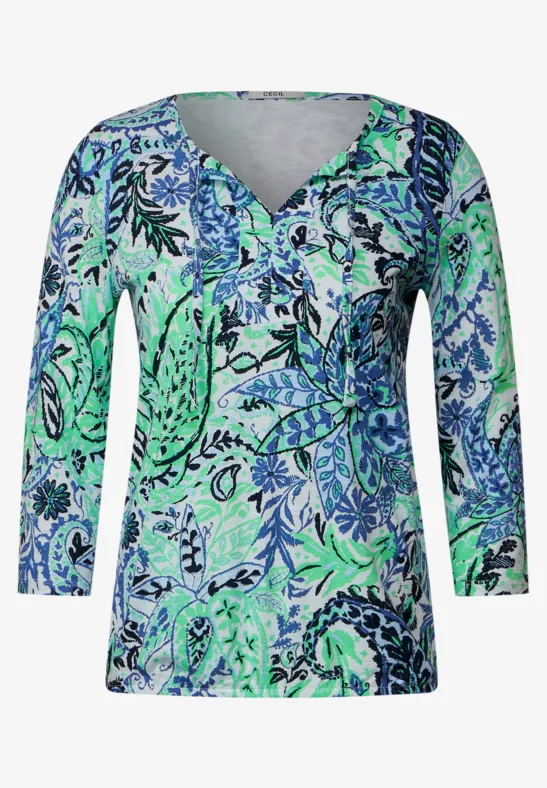 Shirt met paisley-printmix vanilla white