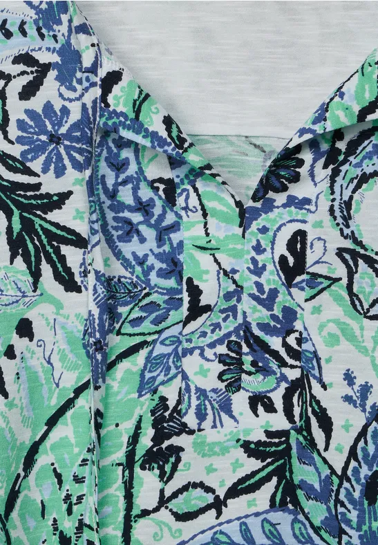 Shirt met paisley-printmix vanilla white