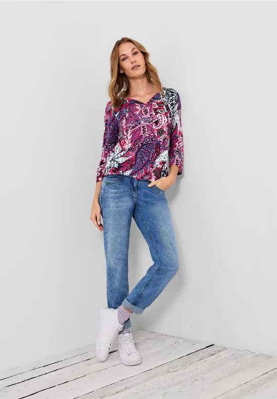 Shirt met paisley-printmix fresh pink