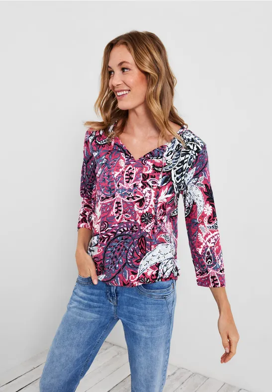 Shirt met paisley-printmix fresh pink