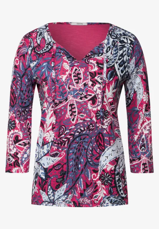 Shirt met paisley-printmix fresh pink