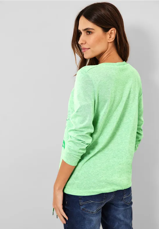 T-shirt à imprimé partiel floral smash green melange