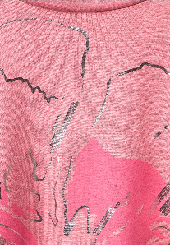 T-shirt à imprimé partiel floral fresh pink melange
