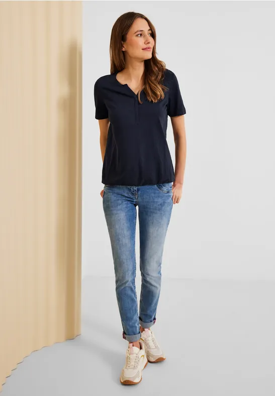 Tuniekshirt in effen kleur deep blue