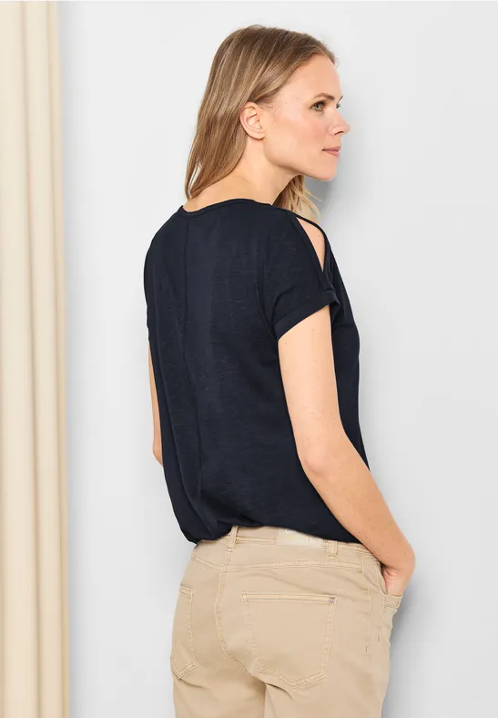 Shirt met schoudersplit deep blue