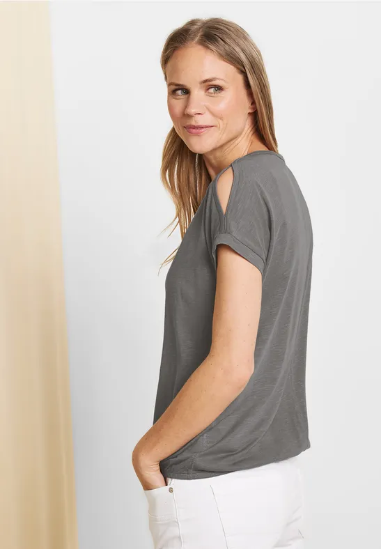 Shirt met schoudersplit graphite light grey