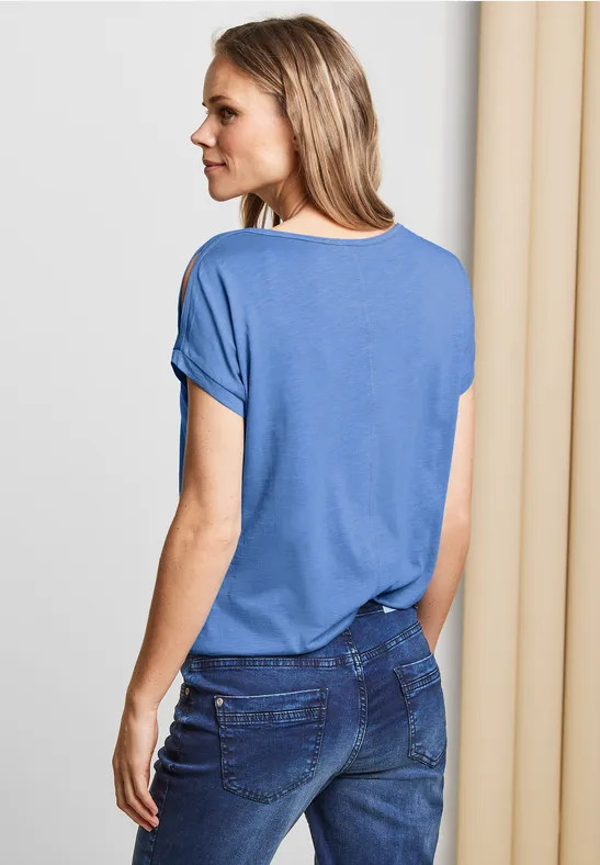 Shirt met schoudersplit campanula blue