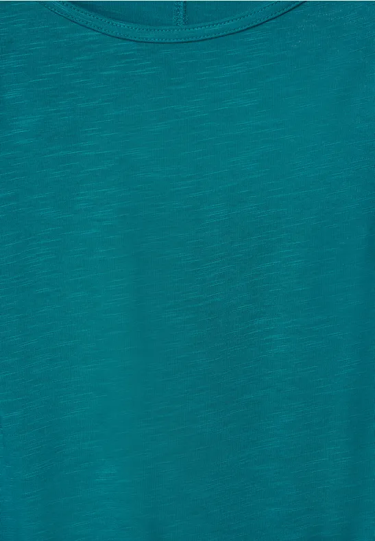 Shirt met schoudersplit nocturnal aqua blue