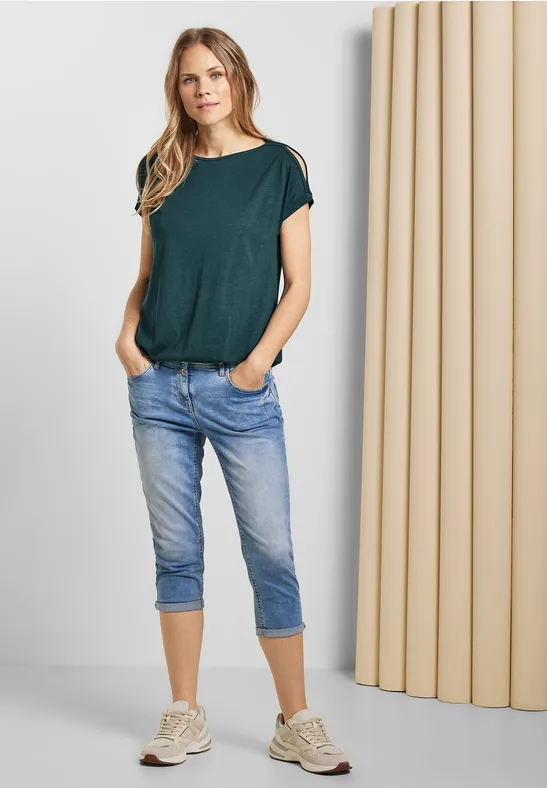 Shirt met schoudersplit cypress green