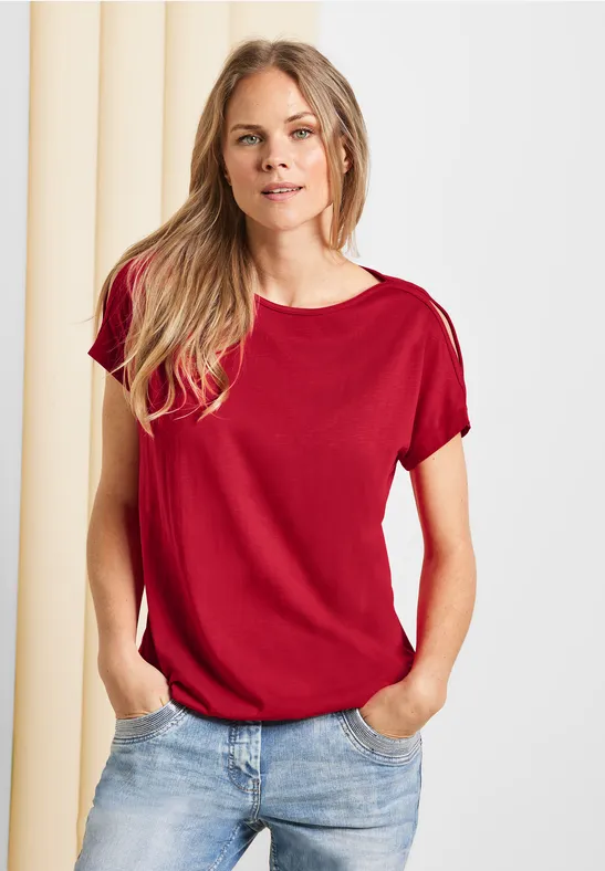 Shirt met schoudersplit fruity red