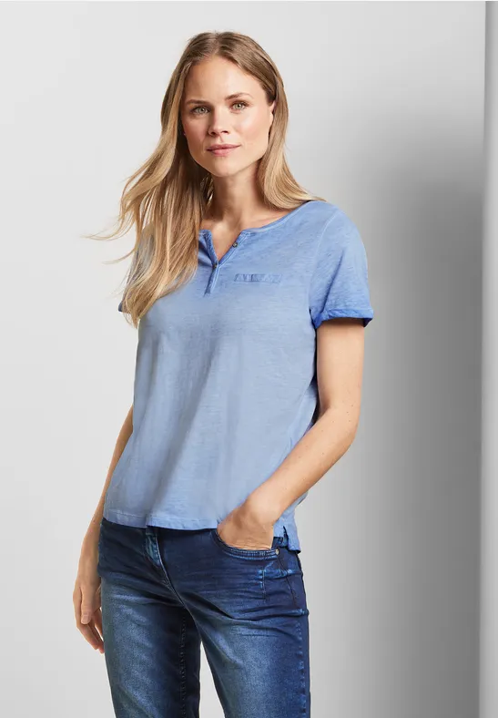 Tuniekshirt met decoratieve borstzak campanula blue